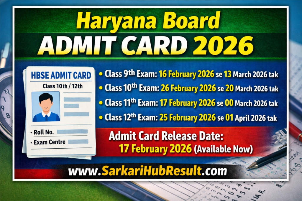 Haryana Board Admit Card 2026