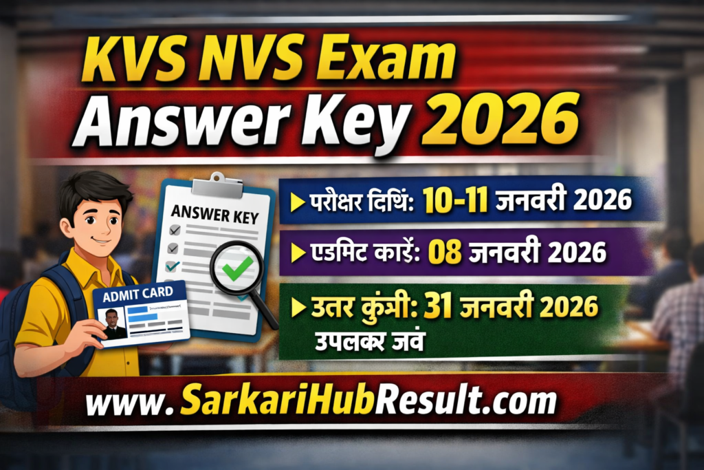 KVS NVS Exam Answer Key 2026