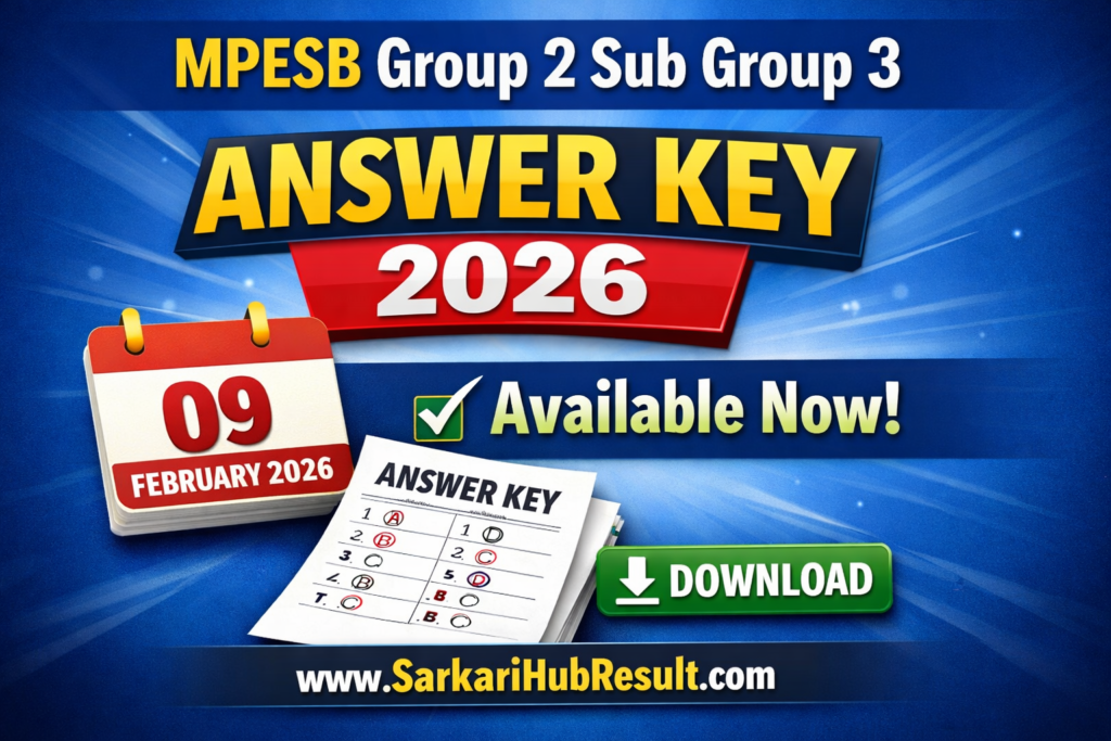 MPESB Group 2 Sub Group 3 Answer Key