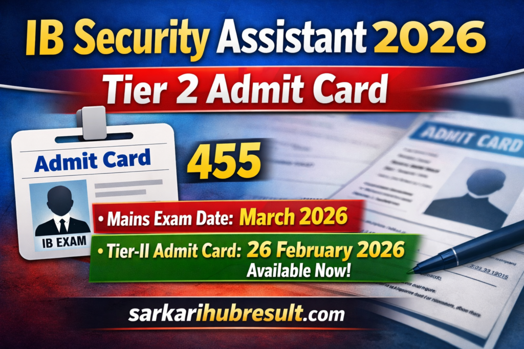 IB Security Assistant 2026 Tier 2 Admit Card