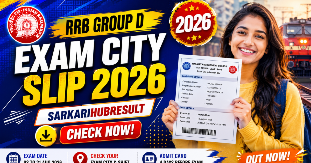 RRB Group D Exam City Slip 2026