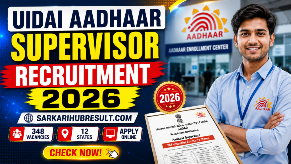 UIDAI Aadhaar Supervisor Recruitment 2026