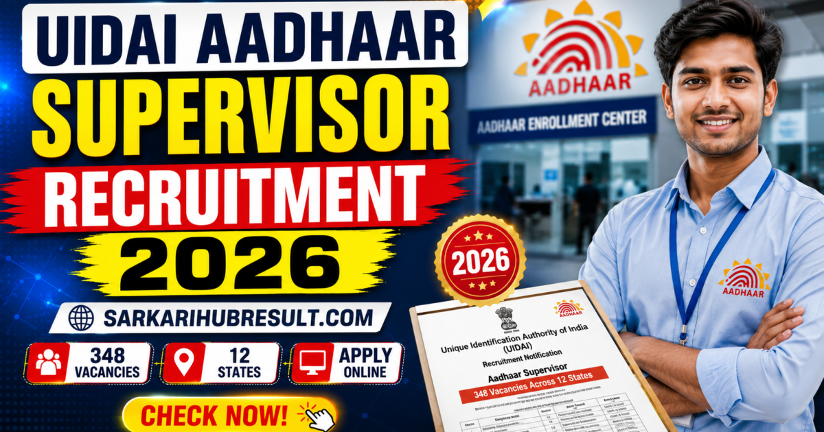 UIDAI Aadhaar Supervisor Recruitment 2026
