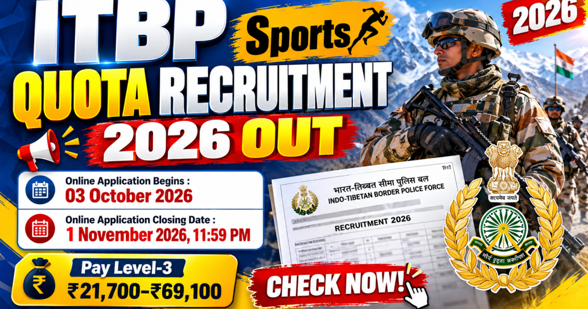 ITBP Sports Quota Recruitment 2026