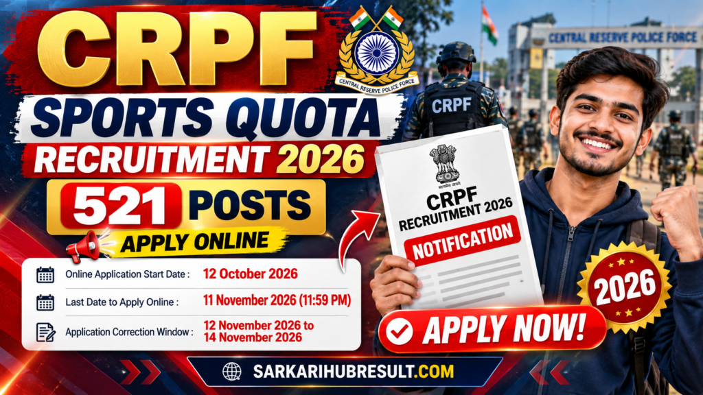 CRPF Sports Quota Recruitment 2026