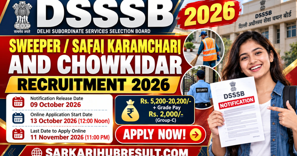 DSSSB Sweeper and Chowkidar Recruitment 2026