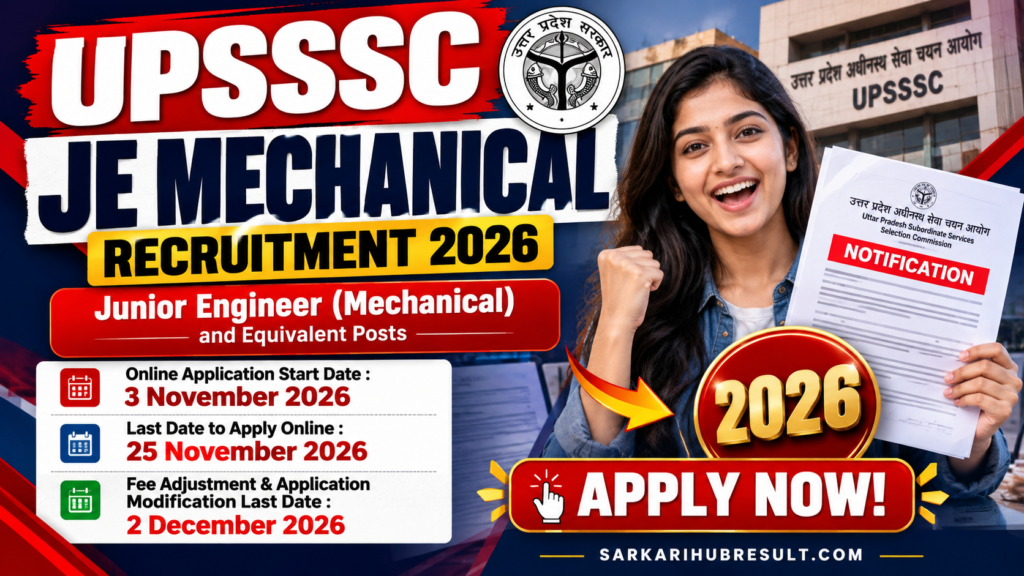 UPSSSC JE Mechanical Recruitment 2026